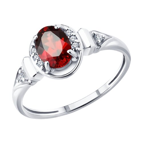 Кольцо из серебра с гранатом и фианитами - видео на модели