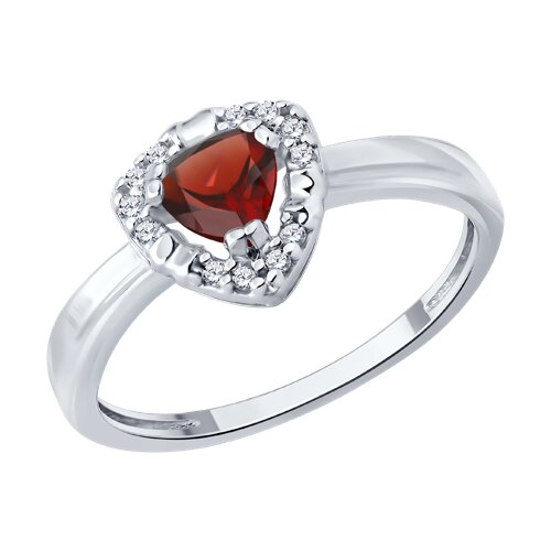 Кольцо из серебра с гранатом и фианитами - видео на модели