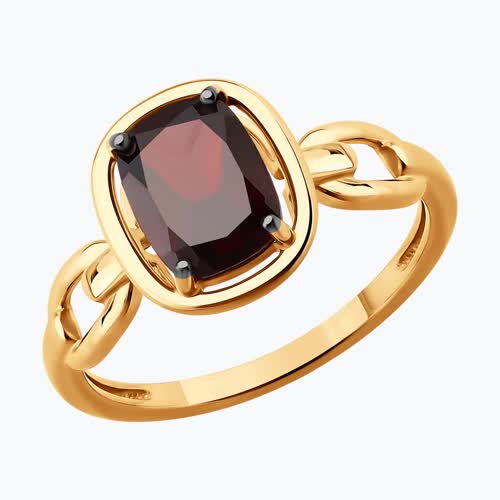 Кольцо из золочёного серебра с гранатом - видео на модели