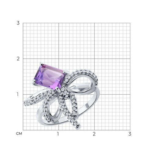 Кольцо из серебра с аметистом и фианитами из серебро — вид 3