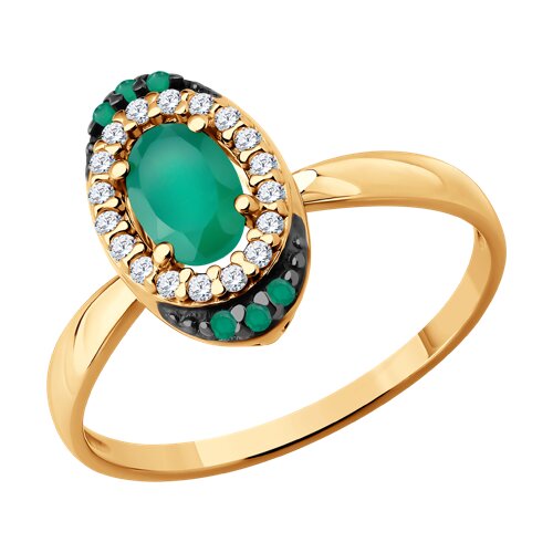 Кольцо из золочёного серебра с агатом и фианитами - видео на модели