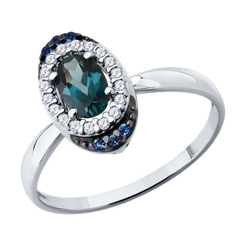 Кольцо из серебра с топазом и фианитами - видео на модели