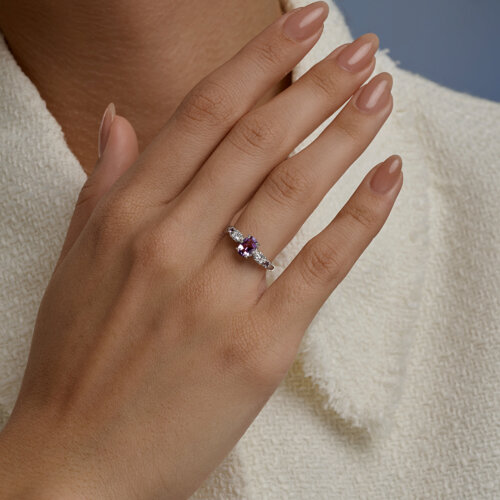 Кольцо из серебра с аметистами и фианитами из серебро — вид 2