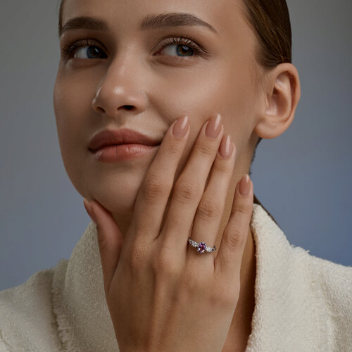 Кольцо из серебра с аметистами и фианитами из серебро — вид 3