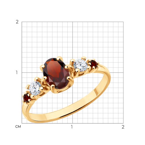 Кольцо из золочёного серебра с гранатами и фианитами из серебро — вид 4