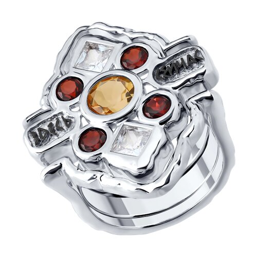 Кольцо из серебра с миксом камней - видео на модели