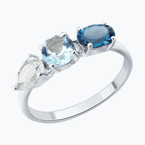 Кольцо из серебра с полудрагоценными вставками - видео на модели