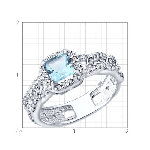 Кольцо из серебра с топазом и фианитами из серебро — вид 3