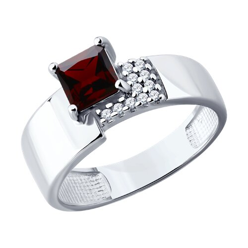 Кольцо из серебра с гранатом и фианитами - видео