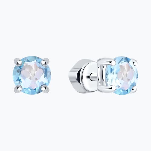 Пусеты с топазом из серебро — вид 2