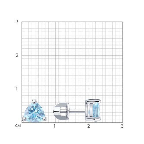 Серьги-пусеты из серебра с топазами из серебро — вид 5