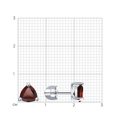 Серьги-пусеты из серебра с гранатами из серебро — вид 5