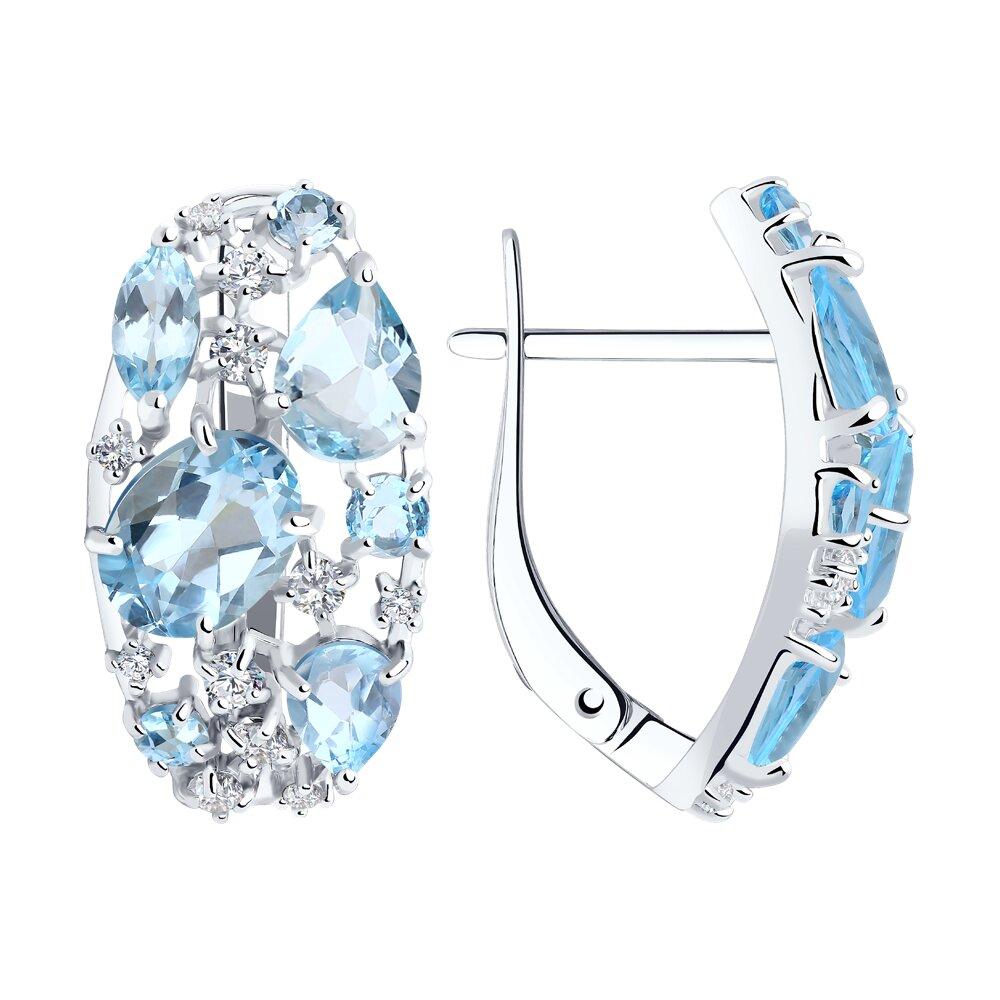 Серьги из серебра с топазами и фианитами - видео на модели