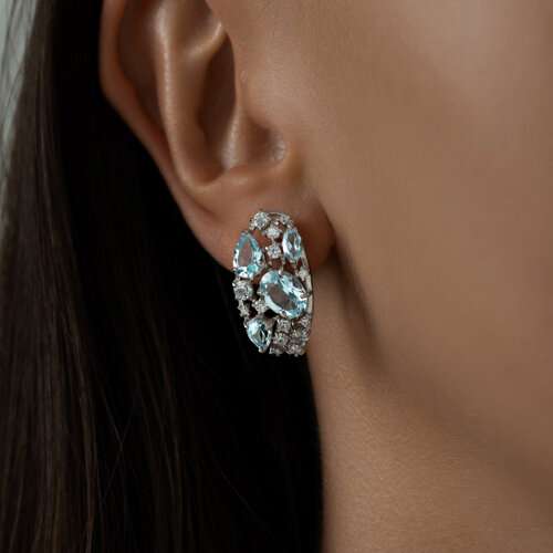 Серьги из серебра с топазами и фианитами из серебро — вид 2