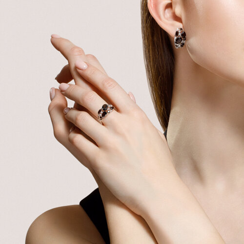 Серьги из серебра с раухтопазами и фианитами из серебро — вид 4