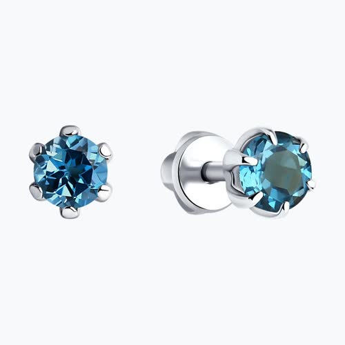 Серьги-пусеты из серебра с лондон топазами из родированное серебро — вид 5