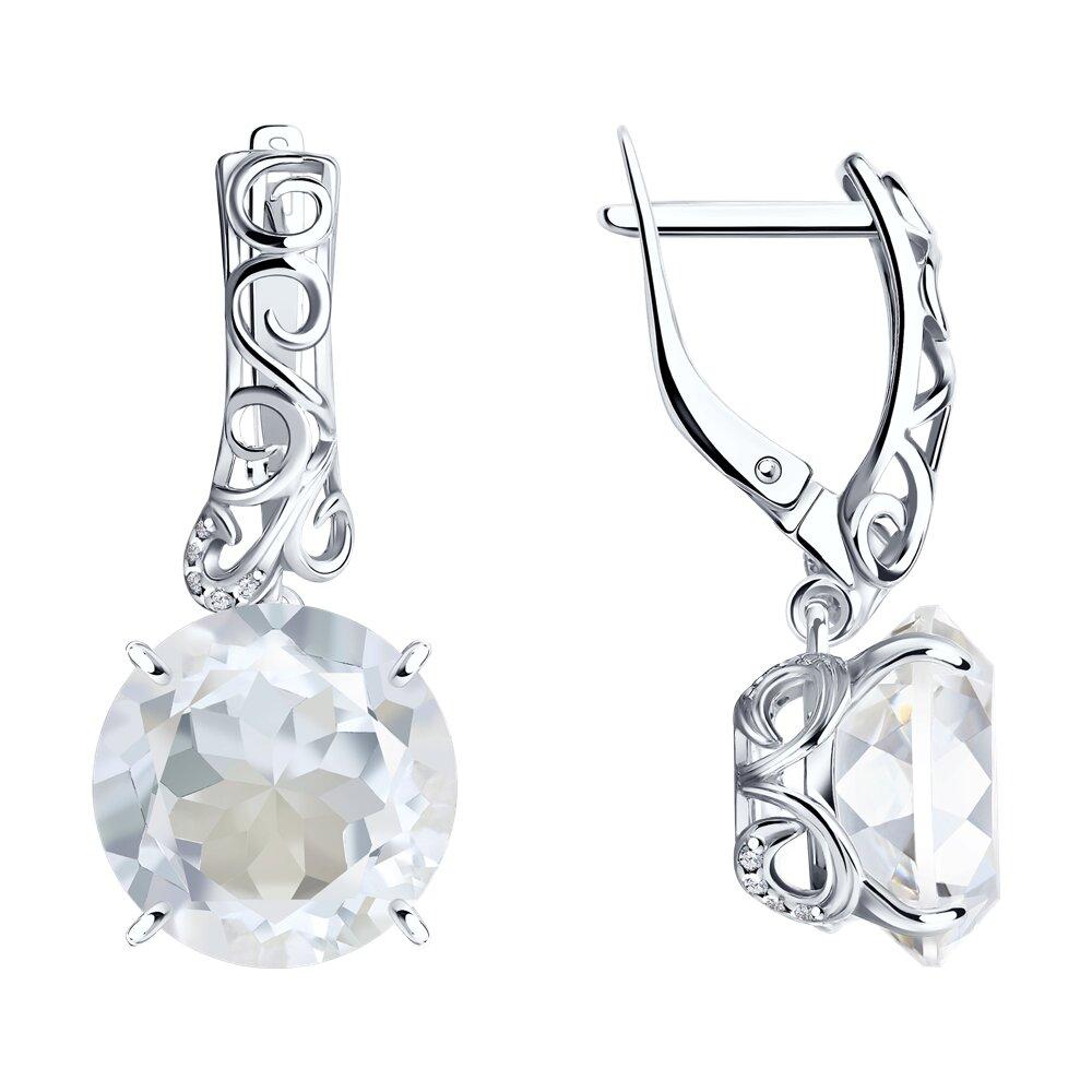 Серебряные серьги с горным хрусталём - видео на модели