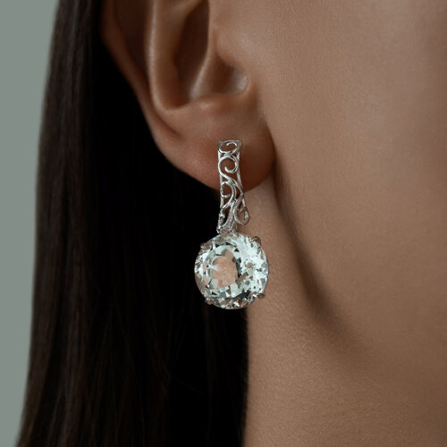 Серебряные серьги с горным хрусталём из серебро — вид 2