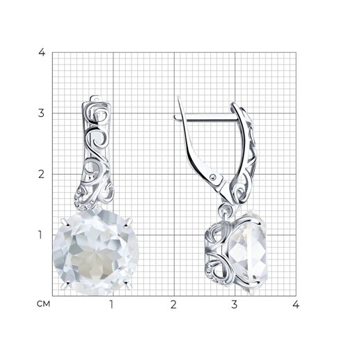 Серебряные серьги с горным хрусталём из серебро — вид 4