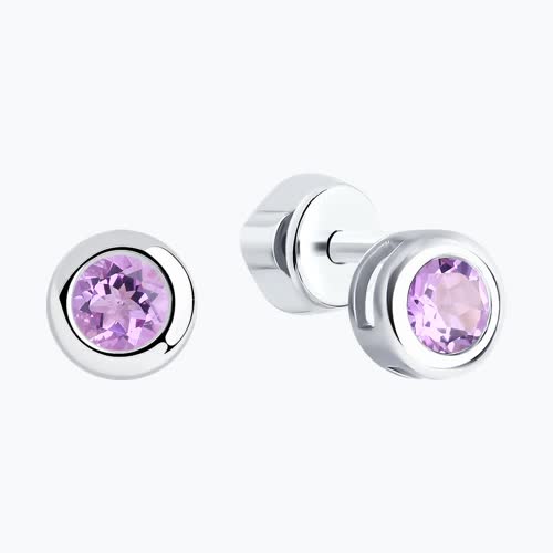 Серьги-пусеты из серебра с аметистами из серебро — вид 2