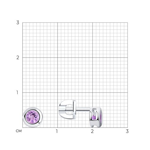 Серьги-пусеты из серебра с аметистами из серебро — вид 5