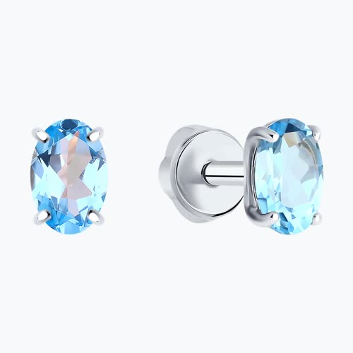 Серьги-пусеты из серебра с топазами из серебро — вид 2