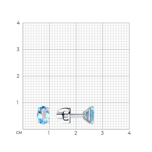 Серьги-пусеты из серебра с топазами из серебро — вид 5