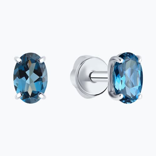 Серьги-пусеты из серебра с лондон топазами из серебро — вид 2