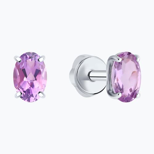 Серьги-пусеты из серебра с аметистами из серебро — вид 2