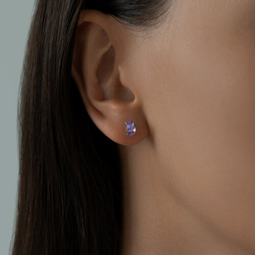 Серьги-пусеты из серебра с аметистами из серебро — вид 3