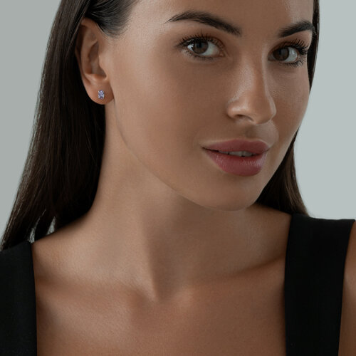 Серьги-пусеты из серебра с аметистами из серебро — вид 4