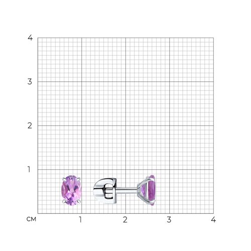 Серьги-пусеты из серебра с аметистами из серебро — вид 5