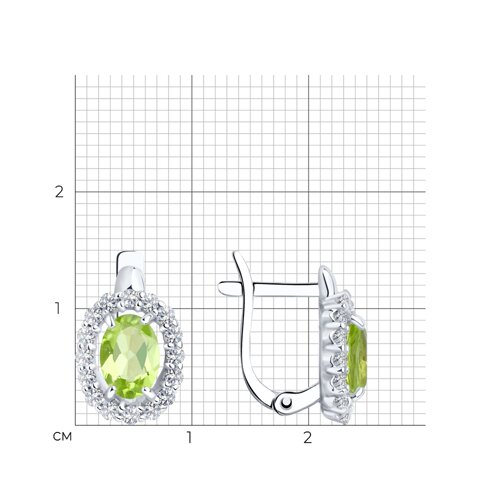 Серьги из серебра с фианитами и хризолитами из серебро — вид 5