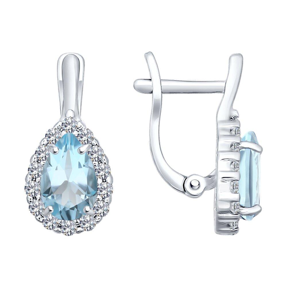 Серьги из серебра с топазами и фианитами из серебро