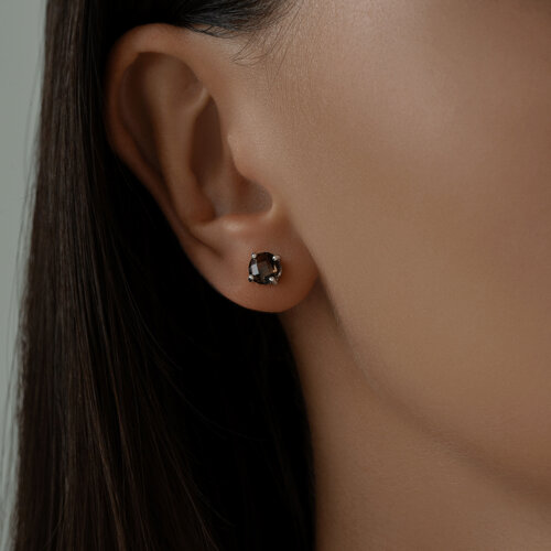 Серьги-пусеты из серебра с раухтопазами из родированное серебро — вид 2