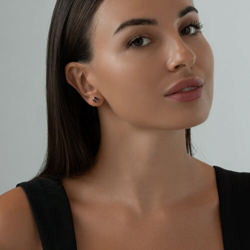 Серьги-пусеты из серебра с раухтопазами из родированное серебро — вид 3