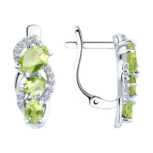 Серьги из серебра с фианитами и хризолитами - видео