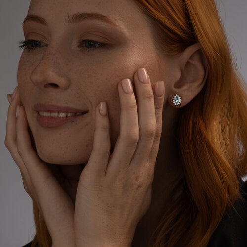 Серьги-пусеты из серебра с топазами и фианитами из серебро — вид 3