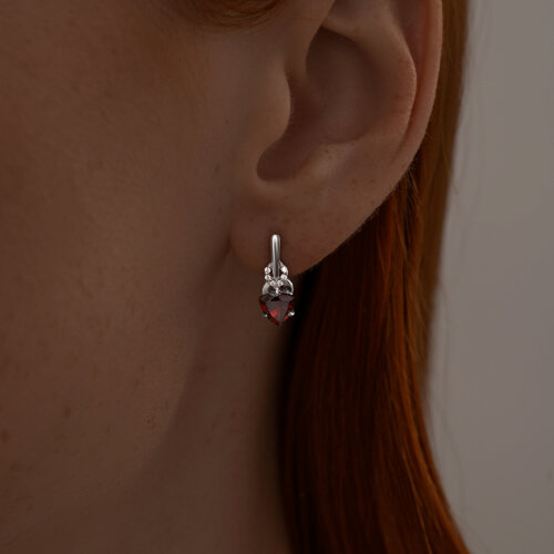 Серьги из серебра с гранатами и фианитами из серебро — вид 3