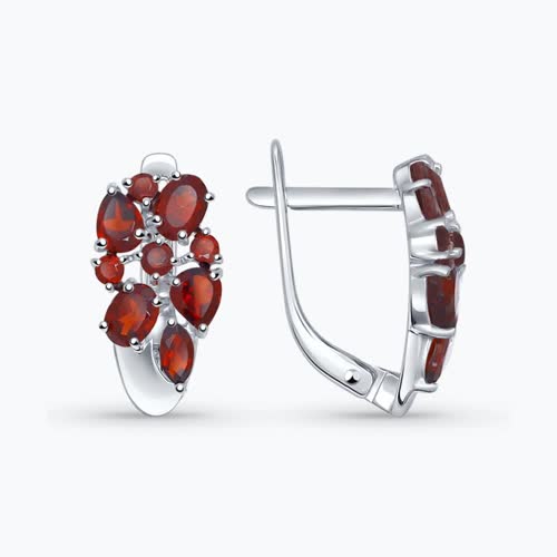 Серьги из серебра с гранатами - видео