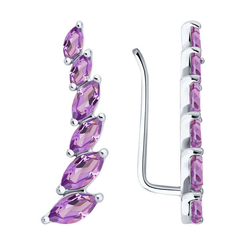 Серьги из серебра с аметистами - видео на модели