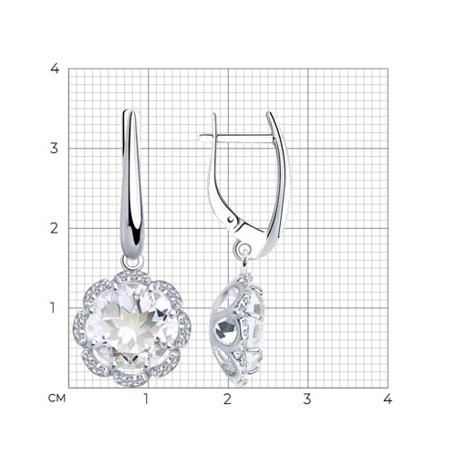 Серьги из серебра с горным хрусталем и фианитами из серебро — вид 4