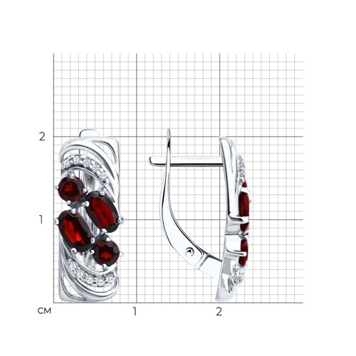 Серьги из серебра с гранатами и фианитами из серебро — вид 5