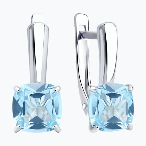 Серьги из серебра с голубыми топазами из серебро — вид 2