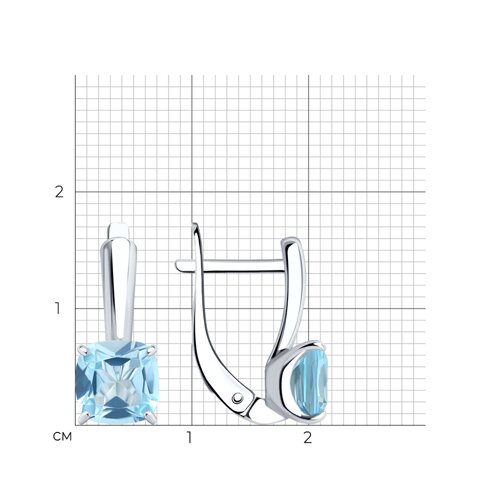 Серьги из серебра с голубыми топазами из серебро — вид 7