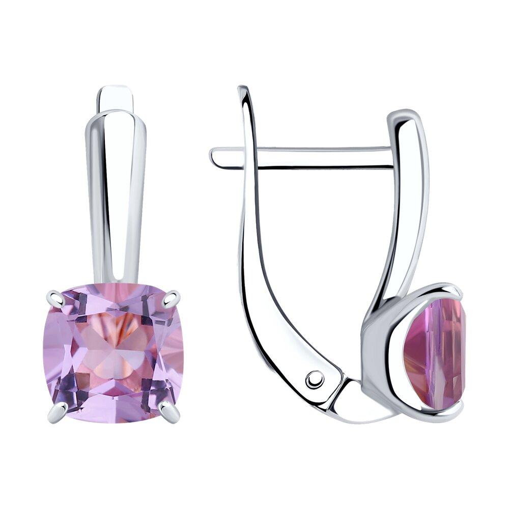 Серьги из серебра с аметистами - видео на модели