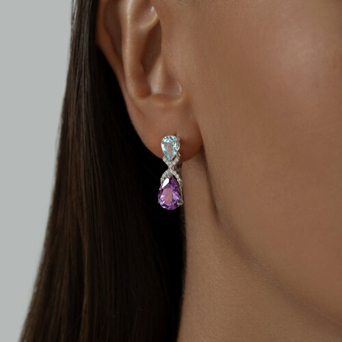 Серьги из серебра с миксом камней из серебро — вид 3