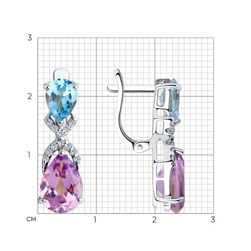 Серьги из серебра с миксом камней из серебро — вид 5