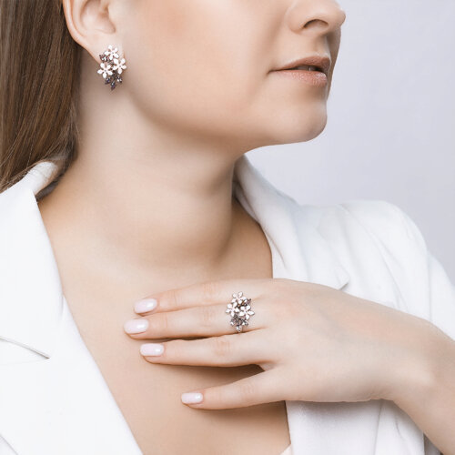 Серьги из серебра с эмалью с аметистами из серебро — вид 4