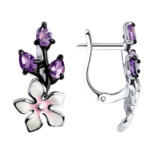 Серьги из серебра с эмалью с аметистами - видео